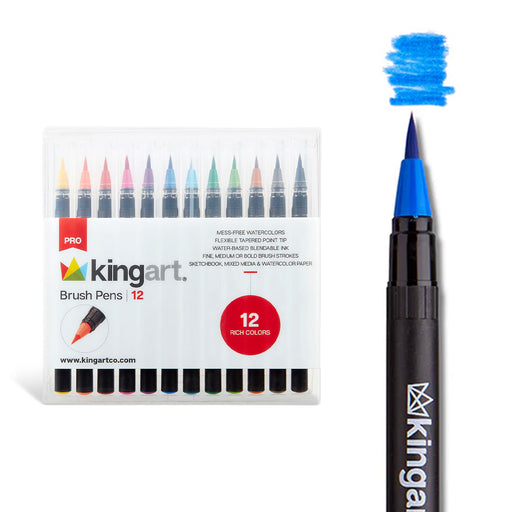 Real Watercolor Brush Pens 12 Colors - Pro - KINGART