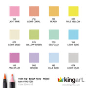 Twin-Tip™ Brush Pens 12 PASTEL Colors - Pro - KINGART