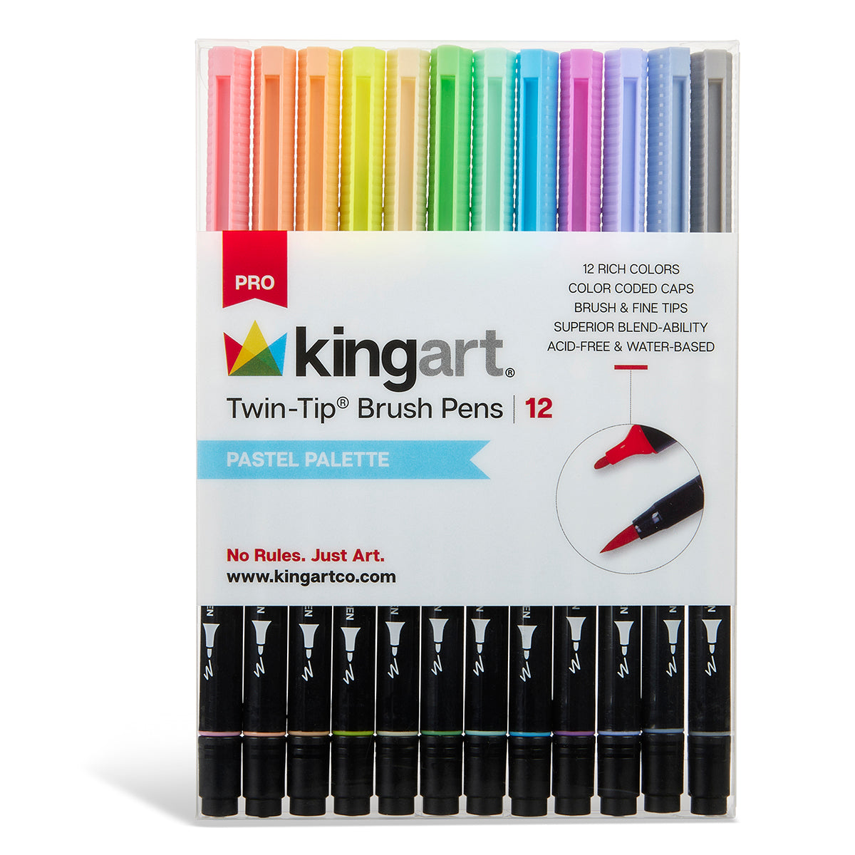 Kingart® Studio Watercolor Brush Markers Set 12 Vivid Colors Artistic  Effects