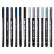 PRO Twin-Tip™ Brush Pens, 12 GRAYSCALE Colors - Pro - KINGART