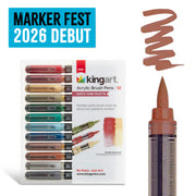 Acrylic Paint Brush Tip Pens - 12 Earth Tone Colors - MARKERS & PENS - KINGART