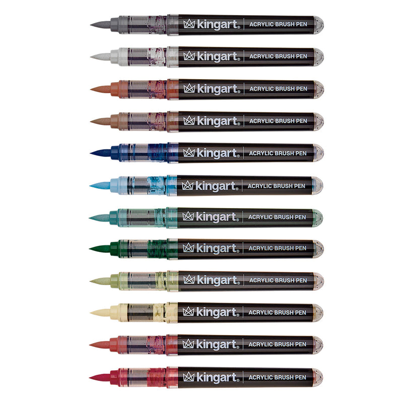 12 PC ACRYLIC BRUSH PENS ACETATE - EARTH - PREMIUM BRUSH SETS - SHANGHAI CMB IMPORT & EXPORT CO., LTD