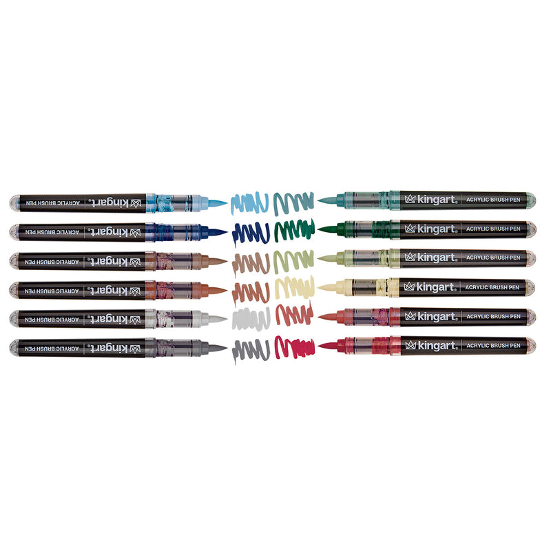 12 PC ACRYLIC BRUSH PENS ACETATE - EARTH - PREMIUM BRUSH SETS - SHANGHAI CMB IMPORT & EXPORT CO., LTD