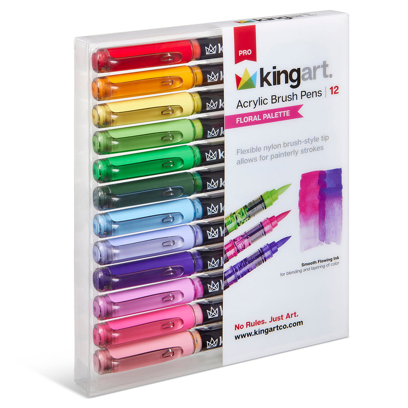 PRO Acrylic Paint Brush Pens 12 Floral Colors - Pro - KINGART