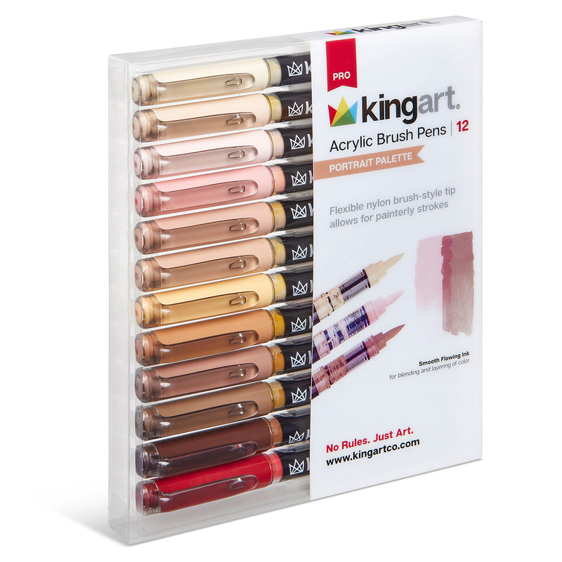 PRO Acrylic Paint Brush Pens 12 Portrait Colors - Pro - KINGART