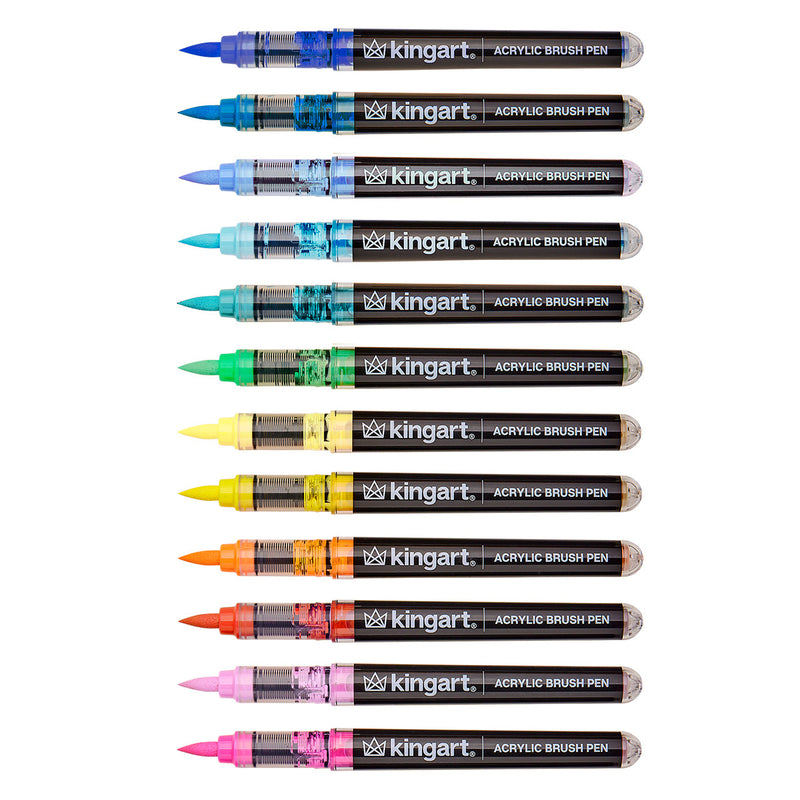 Acrylic Paint Brush Tip Pens - 12 Tropical Colors - MARKERS & PENS - KINGART