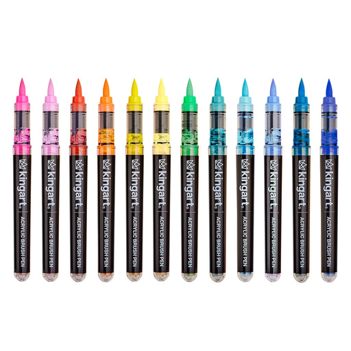 Acrylic Paint Brush Tip Pens - 12 Tropical Colors - MARKERS & PENS - KINGART