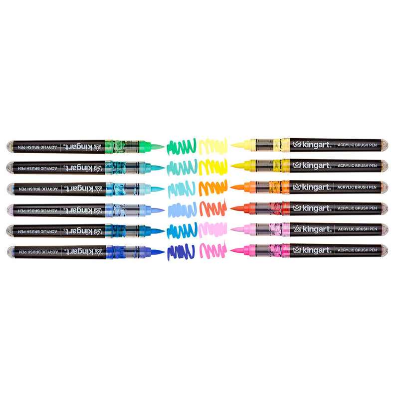 Acrylic Paint Brush Tip Pens - 12 Tropical Colors - MARKERS & PENS - KINGART