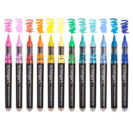 Acrylic Paint Brush Tip Pens - 12 Tropical Colors - MARKERS & PENS - KINGART
