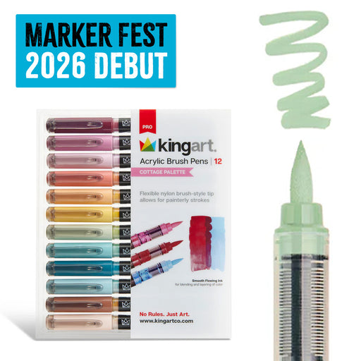 Acrylic Paint Brush Tip Pens - 12 Cottage Colors - MARKERS & PENS - KINGART