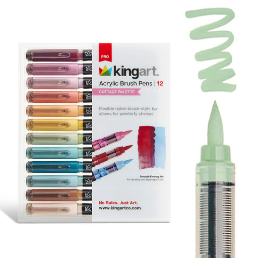 Acrylic Paint Brush Tip Pens - 12 Cottage Colors - MARKERS & PENS - KINGART