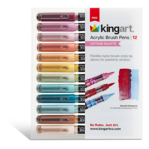 Acrylic Paint Brush Tip Pens - 12 Cottage Colors - MARKERS & PENS - KINGART