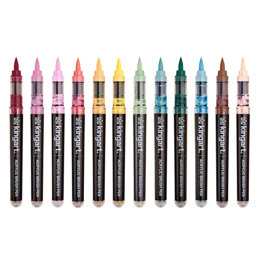 Acrylic Paint Brush Tip Pens - 12 Cottage Colors - MARKERS & PENS - KINGART