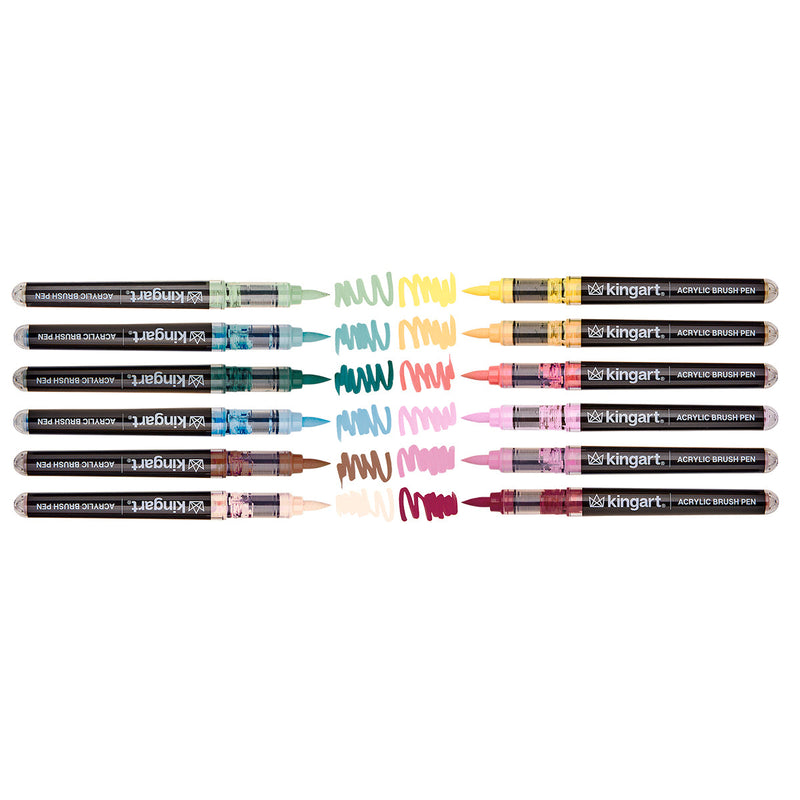 Acrylic Paint Brush Tip Pens - 12 Cottage Colors - MARKERS & PENS - KINGART