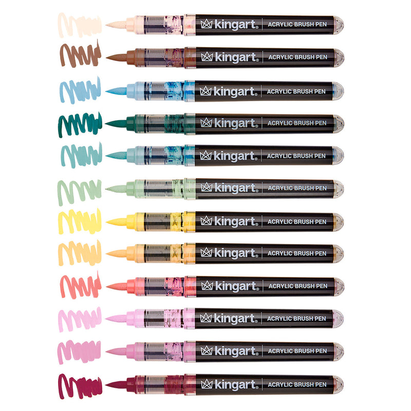 Acrylic Paint Brush Tip Pens - 12 Cottage Colors - MARKERS & PENS - KINGART