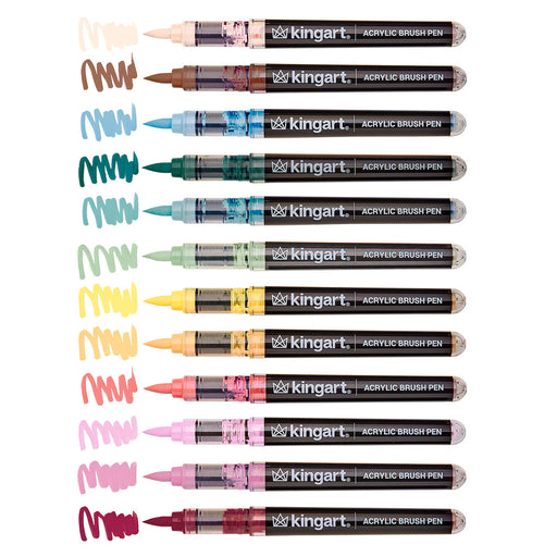 Acrylic Paint Brush Tip Pens - 12 Cottage Colors - MARKERS & PENS - KINGART