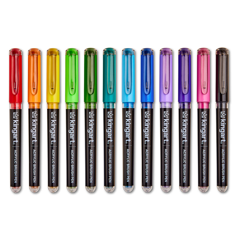 PRO Acrylic Paint Brush Pens 12 Colors - Pro - KINGART®