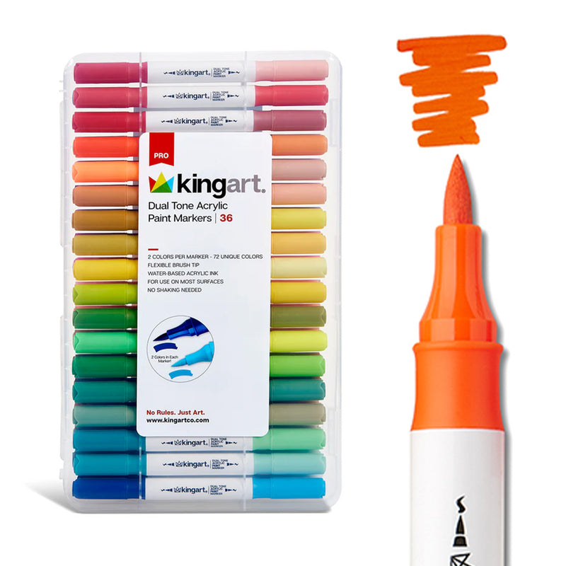 Dual Tone Acrylic Markers - 36 Pens / 72 Colors - MARKERS & PENS - KINGART