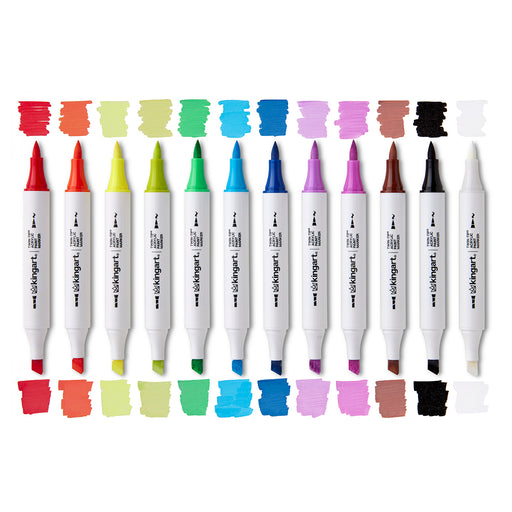 Twin-Tip® Acrylic Paint Markers – Primary Color Set – Brush & Chisel Tips - MARKERS & PENS - KINGART