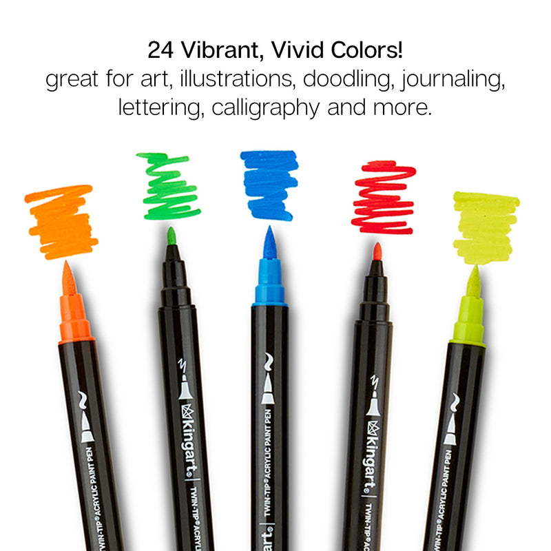 Twin-Tip™ Pro Acrylic Paint Pens 24 Colors - Pro - KINGART
