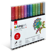 KINGART® PRO Extra Fine Point Acrylic Paint Pen Markers, Water-Based Ink, Set of 12 Metallic Colors - Pro - KINGART