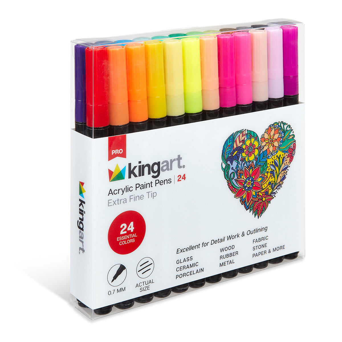 artugn 24 colors acrylic paint pens, dual tip pens with medium tip and  brush tip, paint