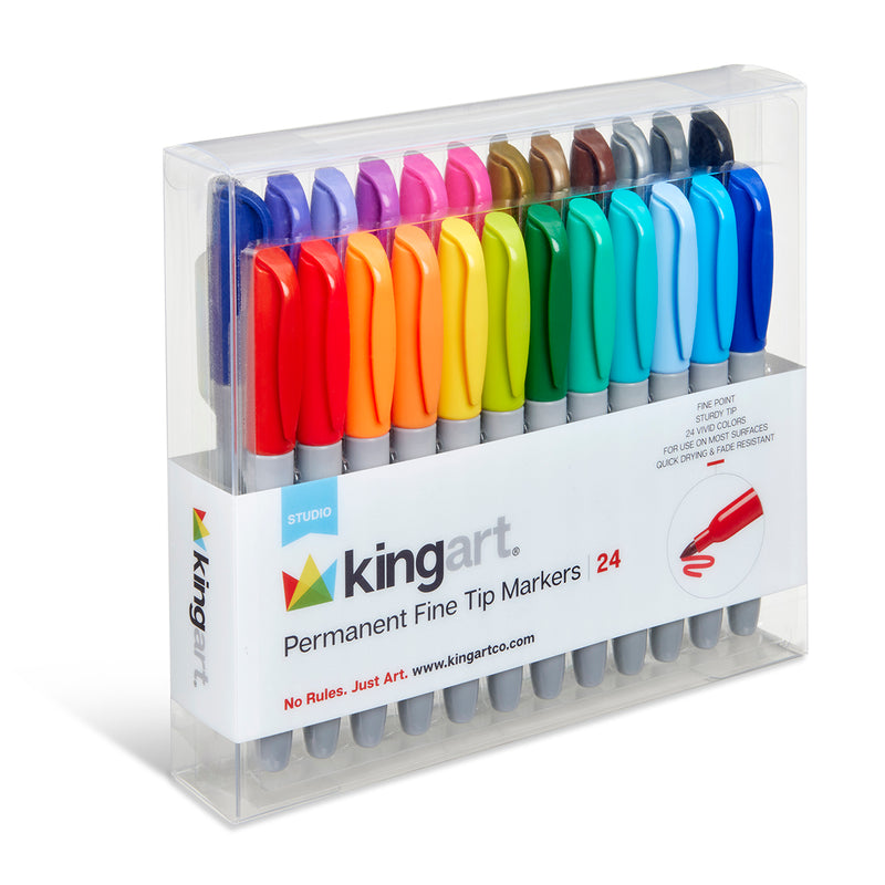 Permanent Fine Tip Markers 24 Colors - Studio - KINGART