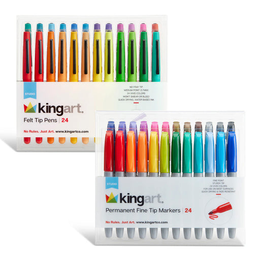 Office Pen & Marker Bundle – Felt Tip + Permanent Fine Tip (48 Pieces) - MARKERS & PENS - KINGART