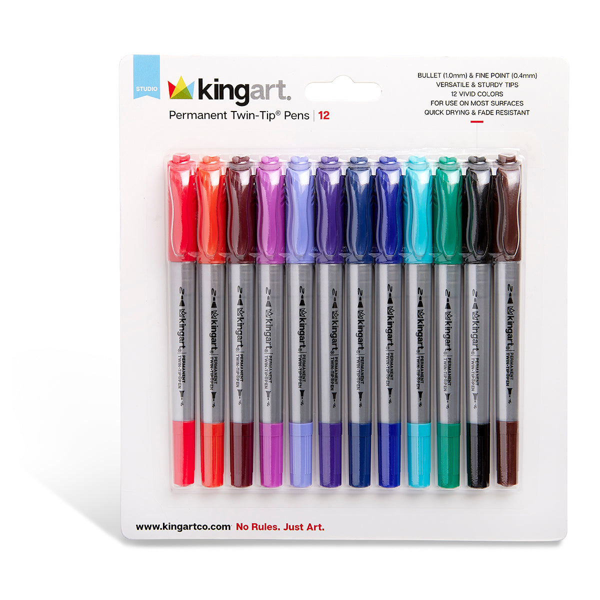 KINGART® Dot & Fine Twin-Tip™ Metallic Markers, 12 pc. Set