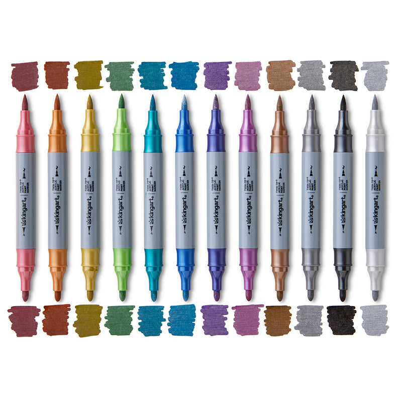 Twin-Tip™ Acrylic Paint Markers – Metallic Collection, 24 Colors