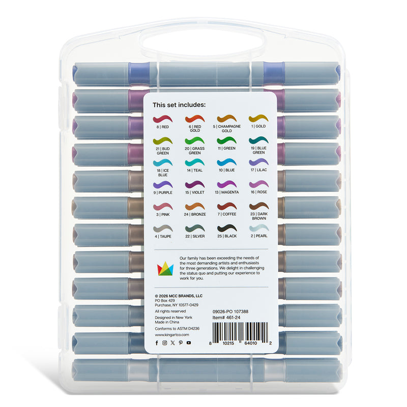 Twin-Tip™ Acrylic Paint Markers – Metallic Collection, 24 Colors