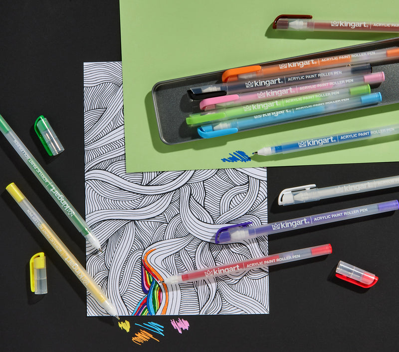 Acrylic Paint Roller Pens – 12 Classic Colors - MARKERS & PENS - KINGART