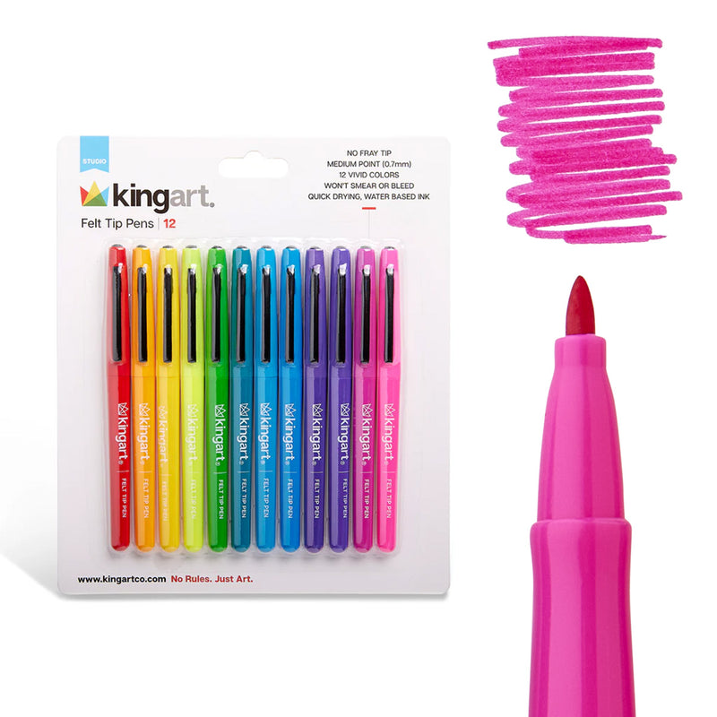Felt Tip Pens 12 Colors - Studio - KINGART