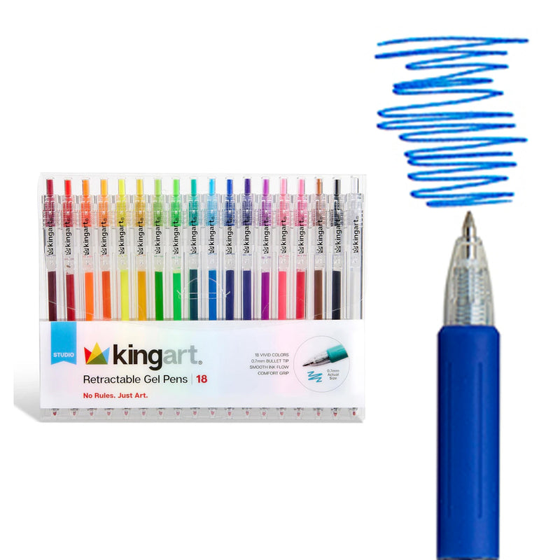 Gel Pens Retractable 18 Colors - MARKERS & PENS - KINGART