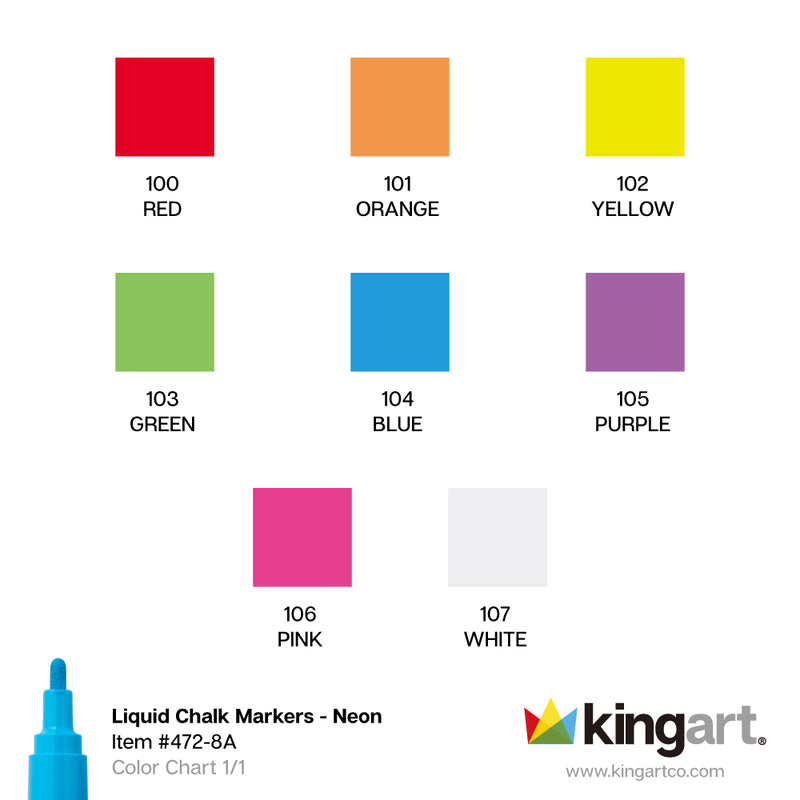 Liquid Chalk Markers 8 Neon Colors - Studio - KINGART