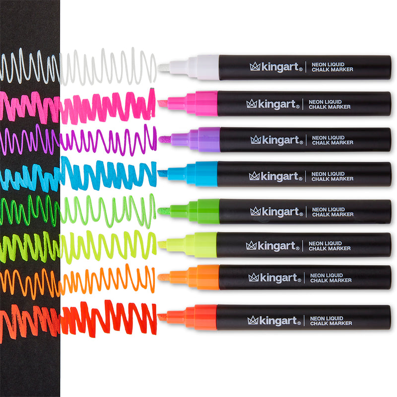 Liquid Chalk Markers, 8 Neon Colors - Studio - KINGART