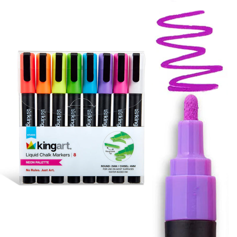 Liquid Chalk Markers 8 Neon Colors - Studio - KINGART