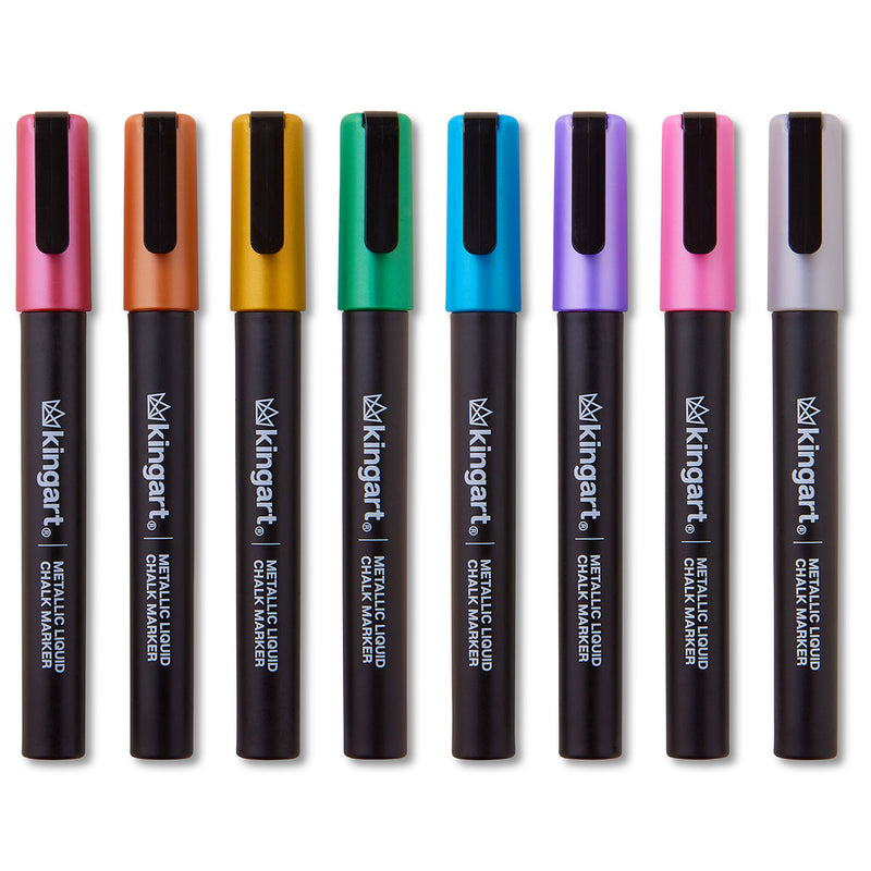 Liquid Chalk Markers, 8 Metallic Colors - Studio - KINGART