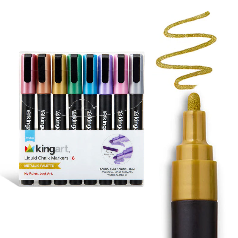 Liquid Chalk Markers 8 Metallic Colors - Studio - KINGART