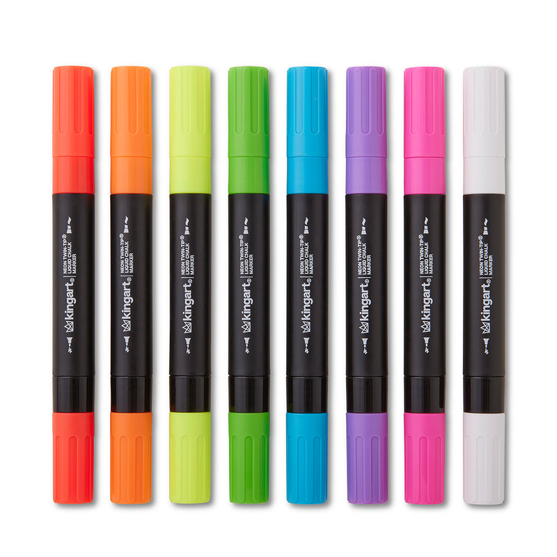 Liquid Chalk Dual-Tip Pens 8 Neon Colors - MARKERS & PENS - KINGART