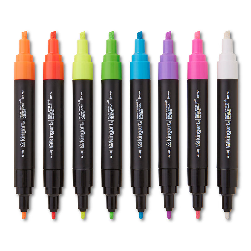 Liquid Chalk Dual-Tip Pens 8 Neon Colors - MARKERS & PENS - KINGART