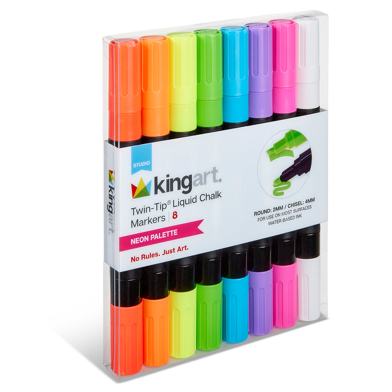 Liquid Chalk Dual-Tip Pens 8 Neon Colors - MARKERS & PENS - KINGART