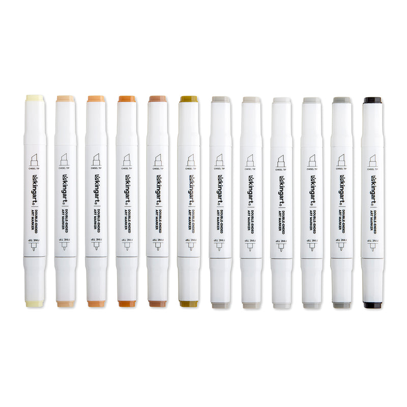 PRO Double-Ended Alcohol Markers 12 Neutral Colors - Pro - KINGART