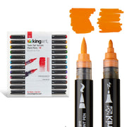 Twin-Tip Acrylic Paint Brush Pens - 12 Classic Colors - MARKERS & PENS - KINGART