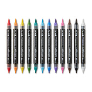 Twin-Tip Acrylic Paint Brush Pens - 12 Classic Colors - MARKERS & PENS - KINGART