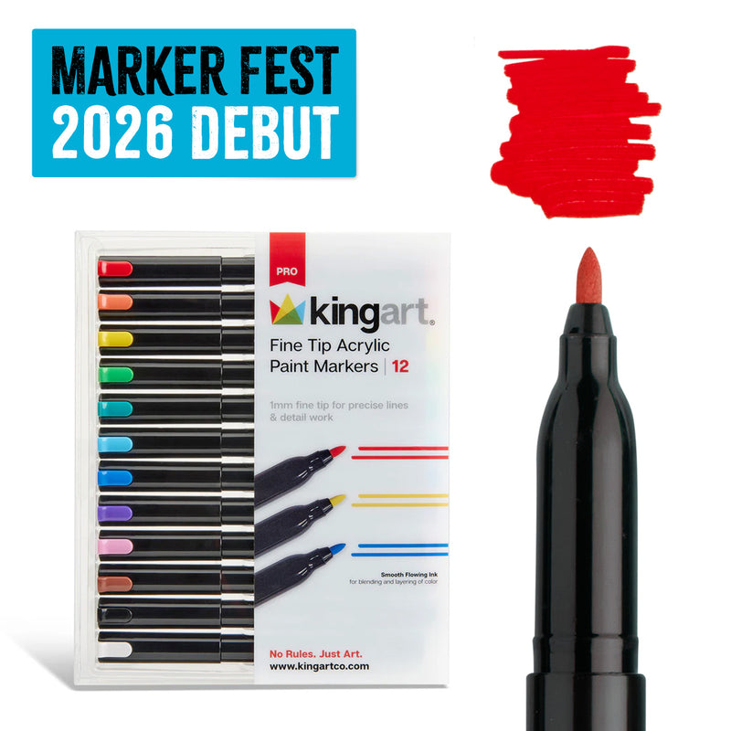 Acrylic Paint Markers - Fine Tip - 12 Classic Colors - MARKERS & PENS - KINGART