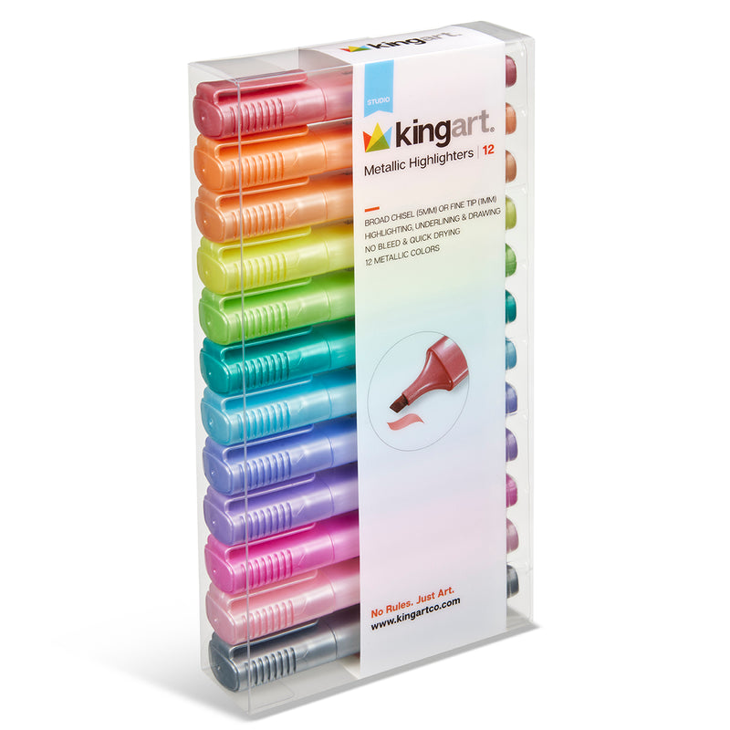 Highlighters 12 Metallic Colors - Studio - KINGART