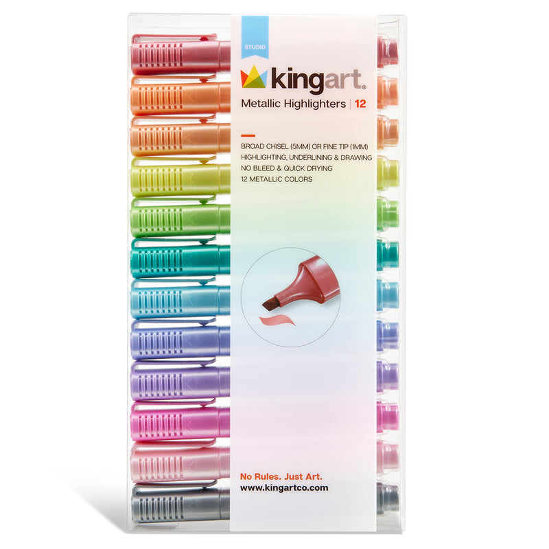 Highlighters 12 Metallic Colors - Studio - KINGART