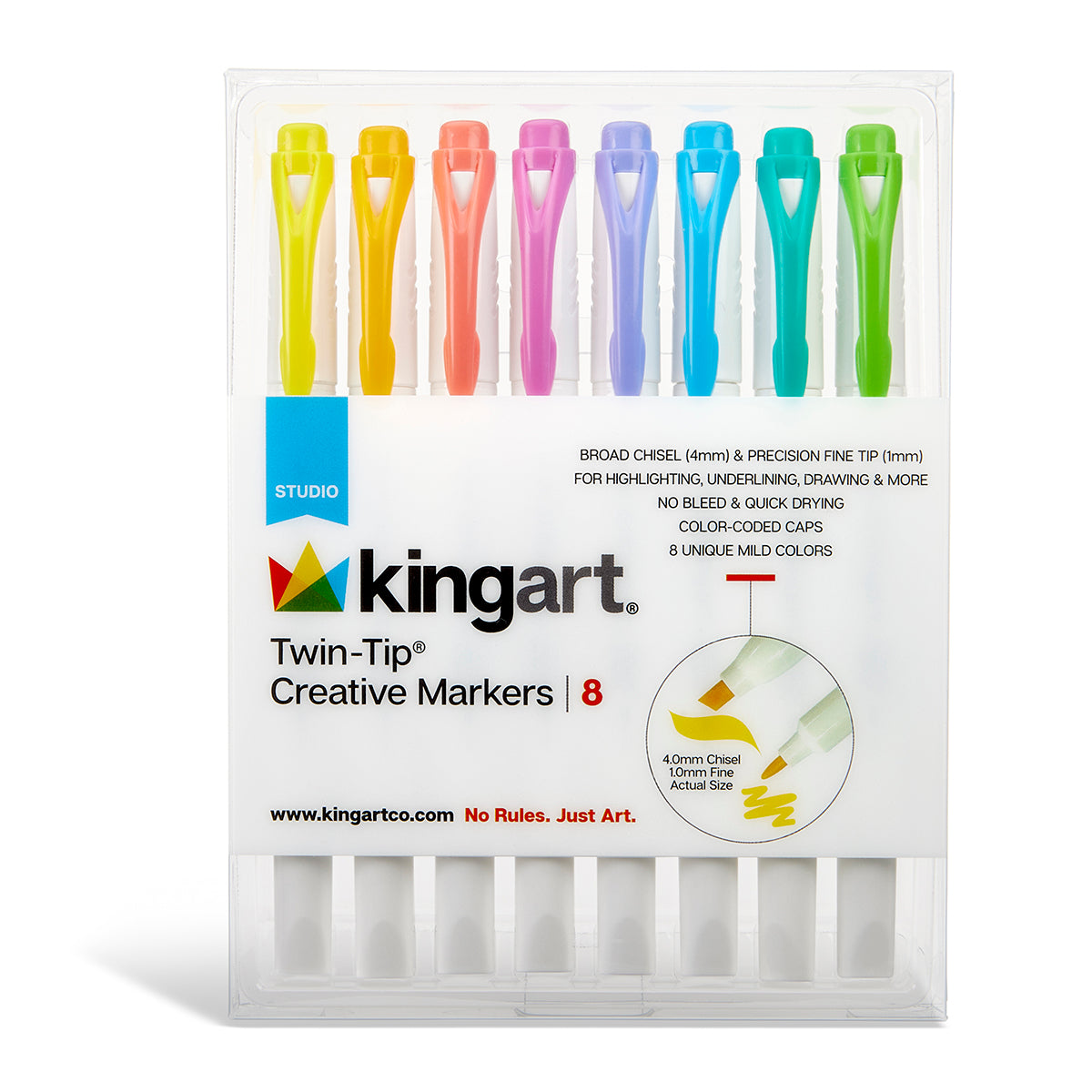  KINGART Dual Twin-Tip Pastel Color Brush Pens, Set of