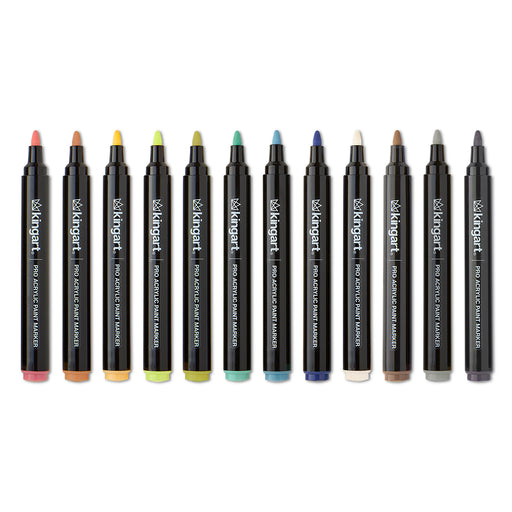 PRO Acrylic Paint Markers - Bullet Tip - 12 Earth Tones - MARKERS & PENS - KINGART